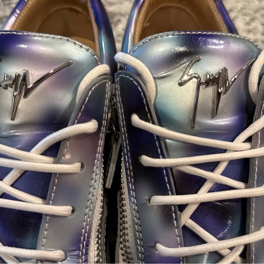 Iridescent Metallic Sneakers with Signature Logo